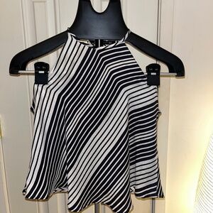 Flowy Silk Black and White Top